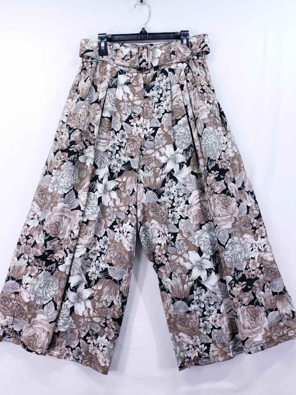 Lady Fashion Chinese Wide Leg Pants Pleated Party Formal Shimmer Boho with Belt